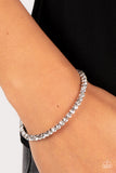Rhinestone Spell - White Bracelet - Paparazzi Accessories Bracelet Bedazzle Me Pretty Mobile Fashion Boutique