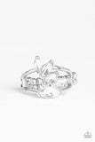 Rhinestone Stunner - White Ring - Paparazzi Accessories Ring Bedazzle Me Pretty Mobile Fashion Boutique