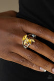 Rhinestone Stunner - Yellow Ring - Paparazzi Accessories Ring Bedazzle Me Pretty Mobile Fashion Boutique
