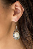 Richly Rio Rancho - White Earrings - Paparazzi Accessories Earrings Bedazzle Me Pretty Mobile Fashion Boutique