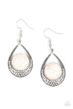 Richly Rio Rancho - White Earrings - Paparazzi Accessories Earrings Bedazzle Me Pretty Mobile Fashion Boutique