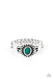 Right On TREK - Green Ring - Paparazzi Accessories Ring Bedazzle Me Pretty Mobile Fashion Boutique