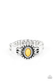 Right On TREK - Yellow Ring - Paparazzi Accessories Ring Bedazzle Me Pretty Mobile Fashion Boutique