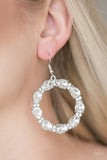 Ring Around The Rhinestones - White Earrings - Paparazzi Accessories Earrings Bedazzle Me Pretty Mobile Fashion Boutique