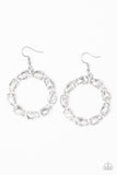 Ring Around The Rhinestones - White Earrings - Paparazzi Accessories Earrings Bedazzle Me Pretty Mobile Fashion Boutique