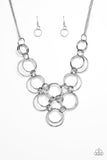 Ringing Off The Hook - Silver Necklace - Paparazzi Accessories Necklace Bedazzle Me Pretty Mobile Fashion Boutique