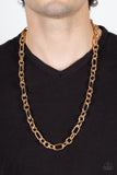 Ringside Throne - Gold Mens Necklace - Paparazzi Accessories Mens Necklace Bedazzle Me Pretty Mobile Fashion Boutique