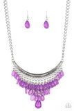 Rio Rainfall - Purple Necklace - Paparazzi Accessories Necklace Bedazzle Me Pretty Mobile Fashion Boutique