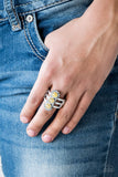 Rio Trio - Yellow Ring - Paparazzi Accessories Ring Bedazzle Me Pretty Mobile Fashion Boutique