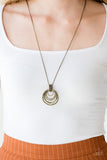 Rippling Relic - Brass Necklace - Paparazzi Accessories Necklace Bedazzle Me Pretty Mobile Fashion Boutique