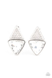 Risky Razzle - White Post Earrings - Paparazzi Accessories Post Earrings Bedazzle Me Pretty Mobile Fashion Boutique