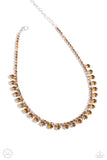 Ritzy Rhinestones - Brown Necklace - Paparazzi Accessories Necklace Bedazzle Me Pretty Mobile Fashion Boutique