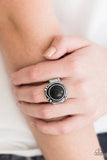 River Roamer - Black Ring - Paparazzi Accessories Ring Bedazzle Me Pretty Mobile Fashion Boutique