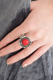 River Roamer - Red Ring - Paparazzi Accessories Ring Bedazzle Me Pretty Mobile Fashion Boutique