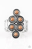 River Rock Rhythm - Brown Ring - Paparazzi Accessories Ring Bedazzle Me Pretty Mobile Fashion Boutique