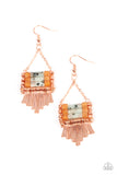 Riverbed Bounty - Copper Earrings - Paparazzi Accessories Earrings Bedazzle Me Pretty Mobile Fashion Boutique