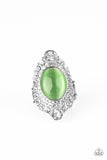 Riviera Royalty - Green Ring - Paparazzi Accessories Ring Bedazzle Me Pretty Mobile Fashion Boutique