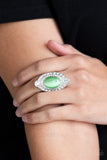 Riviera Royalty - Green Ring - Paparazzi Accessories Ring Bedazzle Me Pretty Mobile Fashion Boutique