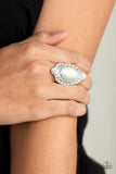 Riviera Royalty - White Ring - Paparazzi Accessories Ring Bedazzle Me Pretty Mobile Fashion Boutique