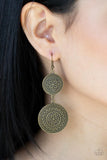 Road Trip Paradise - Brass Earrings - Paparazzi Accessories Earrings Bedazzle Me Pretty Mobile Fashion Boutique