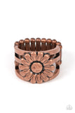Roadside Daisies - Copper Ring - Paparazzi Accessories Ring Bedazzle Me Pretty Mobile Fashion Boutique