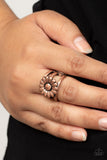 Roadside Daisies - Copper Ring - Paparazzi Accessories Ring Bedazzle Me Pretty Mobile Fashion Boutique