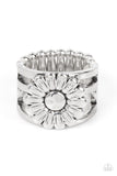 Roadside Daisies - Silver Ring - Paparazzi Accessories Ring Bedazzle Me Pretty Mobile Fashion Boutique