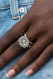 Roadside Daisies - Silver Ring - Paparazzi Accessories Ring Bedazzle Me Pretty Mobile Fashion Boutique