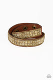 Rock Band Refinement - Brass Bracelet - Paparazzi Accessories Bracelet Bedazzle Me Pretty Mobile Fashion Boutique
