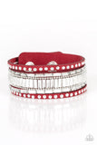 Rock Star Rocker - Red Bracelet - Paparazzi Accessories Bracelet Bedazzle Me Pretty Mobile Fashion Boutique