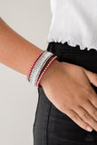 Rock Star Rocker - Red Bracelet - Paparazzi Accessories Bracelet Bedazzle Me Pretty Mobile Fashion Boutique