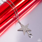Rock Star Sparkle - White Lanyard - Paparazzi Accessories Lanyard Bedazzle Me Pretty Mobile Fashion Boutique