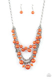 Rockin Rockette - Orange Necklace - Paparazzi Accessories Necklace Bedazzle Me Pretty Mobile Fashion Boutique