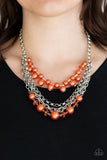 Rockin Rockette - Orange Necklace - Paparazzi Accessories Necklace Bedazzle Me Pretty Mobile Fashion Boutique