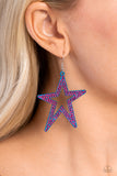 Rockstar Energy - Blue Earrings - Paparazzi Accessories Earrings Bedazzle Me Pretty Mobile Fashion Boutique