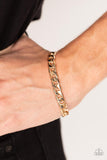Rockstar Road - Gold Mens Bracelet - Paparazzi Accessories Mens Bracelet Bedazzle Me Pretty Mobile Fashion Boutique