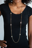 Rocky Razzle - White Necklace - Paparazzi Accessories Necklace Bedazzle Me Pretty Mobile Fashion Boutique