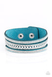 Rollin In Rhinestones - Blue Bracelet - Paparazzi Accessories Bracelet Bedazzle Me Pretty Mobile Fashion Boutique