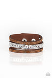 Rollin In Rhinestones - Brown Bracelet - Paparazzi Accessories Bracelet Bedazzle Me Pretty Mobile Fashion Boutique