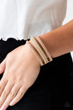 Rollin In Rhinestones - Gold Bracelet - Paparazzi Accessories Bracelet Bedazzle Me Pretty Mobile Fashion Boutique