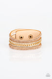 Rollin In Rhinestones - Gold Bracelet - Paparazzi Accessories Bracelet Bedazzle Me Pretty Mobile Fashion Boutique