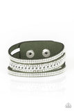 Rollin In Rhinestones - Green Bracelet - Paparazzi Accessories Bracelet Bedazzle Me Pretty Mobile Fashion Boutique