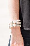 Romance Remix - White Bracelet - Paparazzi Accessories Bracelet Bedazzle Me Pretty Mobile Fashion Boutique