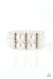 Romance Remix - White Bracelet - Paparazzi Accessories Bracelet Bedazzle Me Pretty Mobile Fashion Boutique