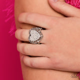 Romantic Escape - White Ring - Paparazzi Accessories Ring Bedazzle Me Pretty Mobile Fashion Boutique