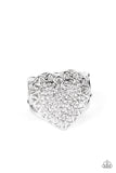 Romantic Escape - White Ring - Paparazzi Accessories Ring Bedazzle Me Pretty Mobile Fashion Boutique