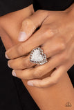 Romantic Escape - White Ring - Paparazzi Accessories Ring Bedazzle Me Pretty Mobile Fashion Boutique