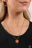 Romantic Ragtime - Orange Necklace - Paparazzi Accessories Necklace Bedazzle Me Pretty Mobile Fashion Boutique