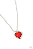 Romantic Ragtime - Red Necklace - Paparazzi Accessories Necklace Bedazzle Me Pretty Mobile Fashion Boutique