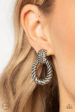 Roping Rodeo - Silver Clip-On Earrings - Paparazzi Accessories Clip-On Bedazzle Me Pretty Mobile Fashion Boutique